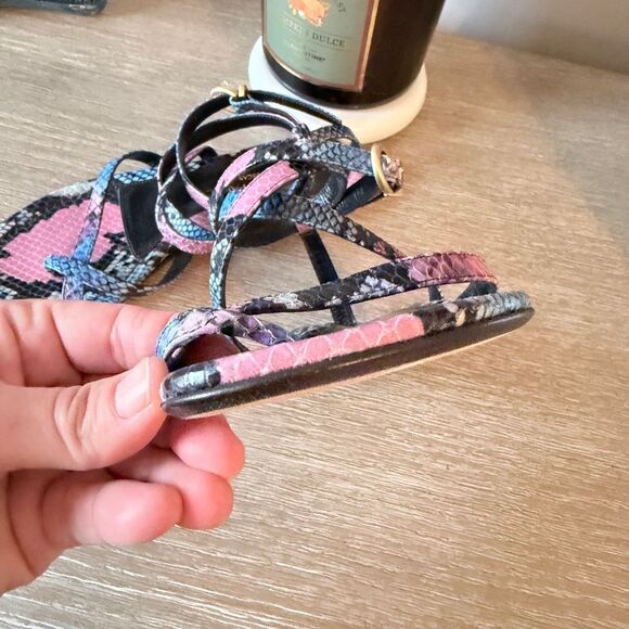 NWT Marion Parke Toscana Harvey Python Snakeskin Indigo Strappy Size 37 / 6.5 - Picture 5 of 7